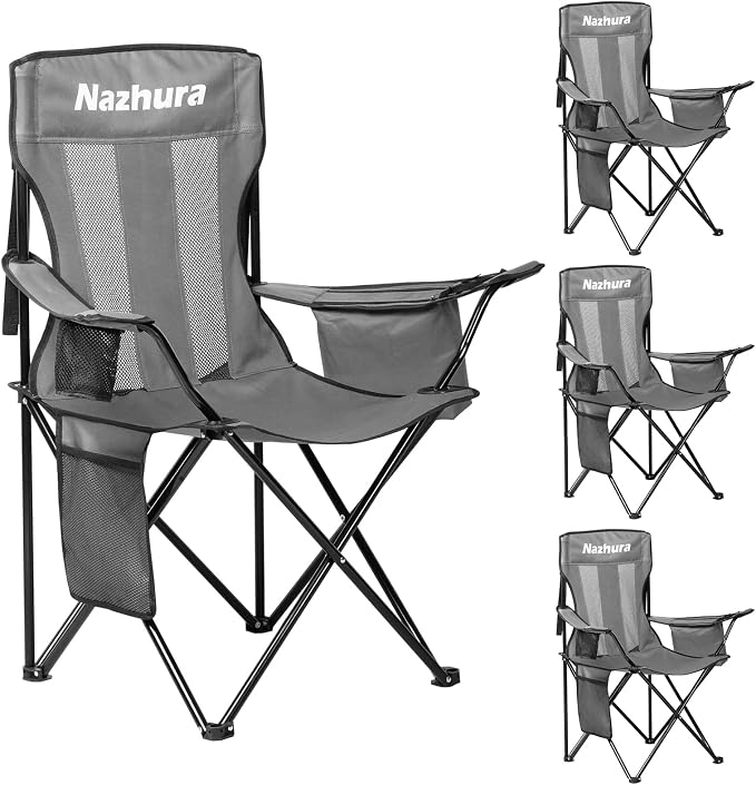 Nazhura 4 Pack Outdoor Camping Chairs Folding/Foldable/Portable by NazhuraGoodCompanionAtHome
