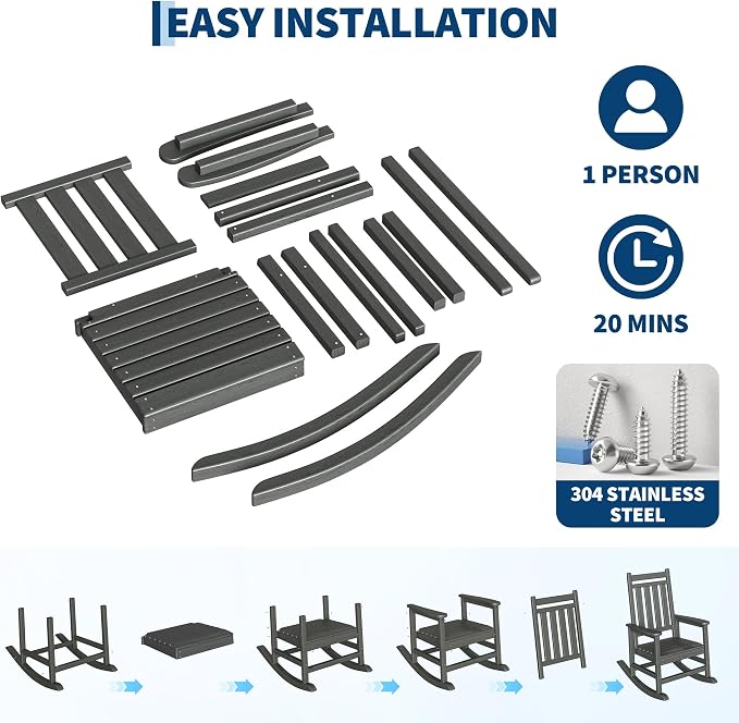 Garvee HDPE Rocking Chair Outdoor - Image 5