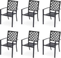 Patio Dining Chairs Set of 6, Stackable Metal High Back Chairs Set by Aoodor
