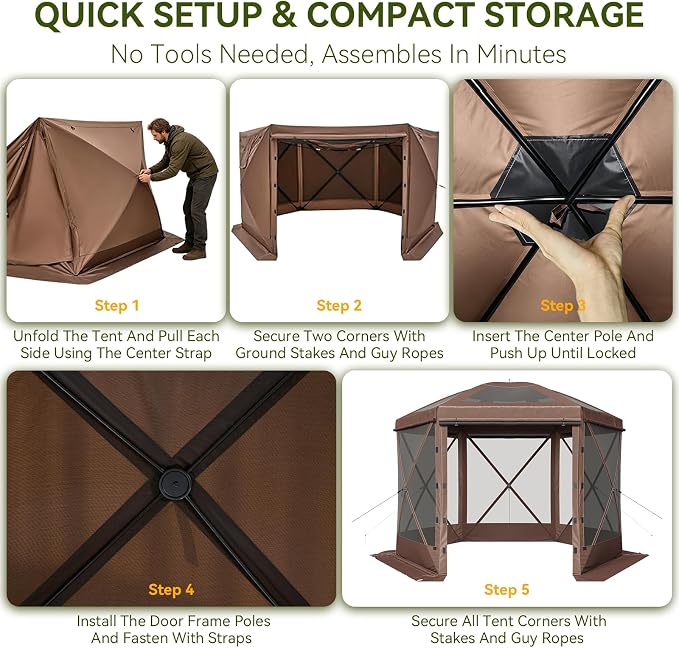 Aoxun 12x12ft Pop Up Canopy Tent, Screen Tent - Image 7