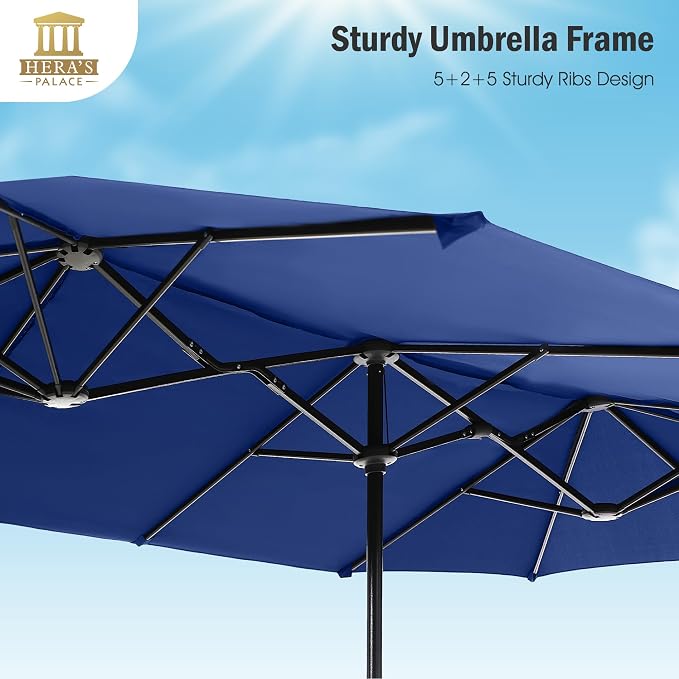HERA'S PALACE 13 ft Large Patio Umbrella, Double-Sided Twin, Outdoor Market - Image 4