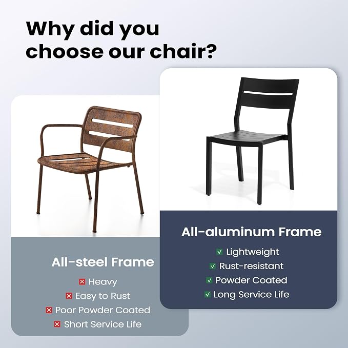 Pellebant Aluminum Stackable Outdoor Patio Dining Chairs Set of 2 | Outdoor - Image 5