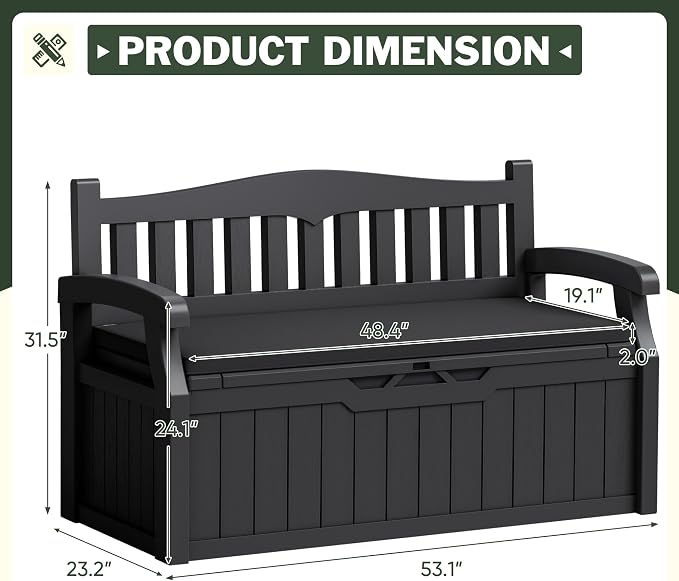 Flamaker 80 Gallon Storage Bench - Image 3