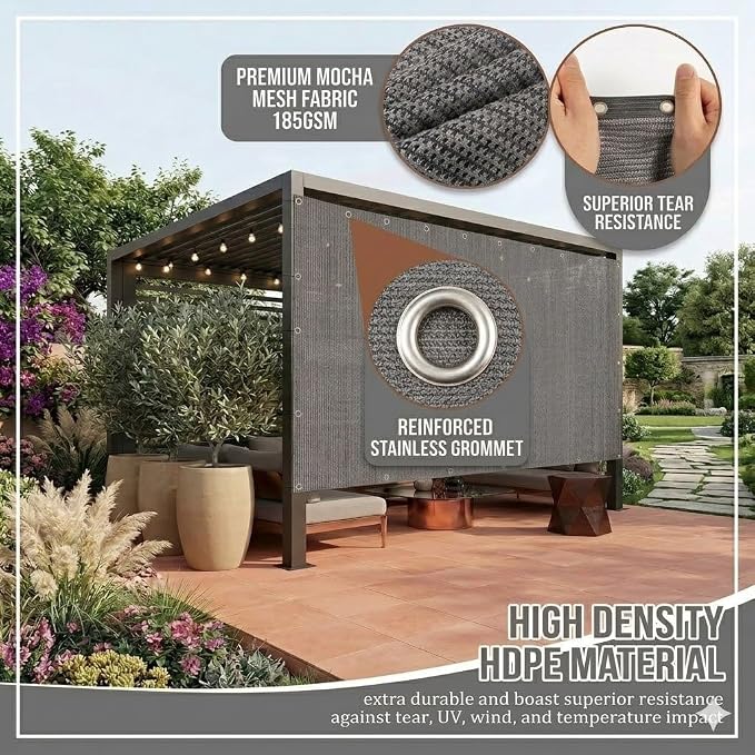 EMERIT 90% Sun Shade Cloth, 50 MPH Wind-Resistant Tarp - Image 2