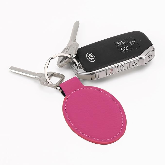 LaserGram Oval Keychain, Off Road Racer, Personalized Engraving Included (Hot Pink)