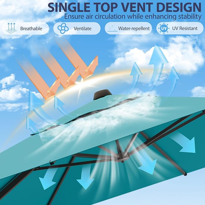 9' X 12' Cantilever Patio Umbrella Rectangle Outdoor Umbrella - Image 5
