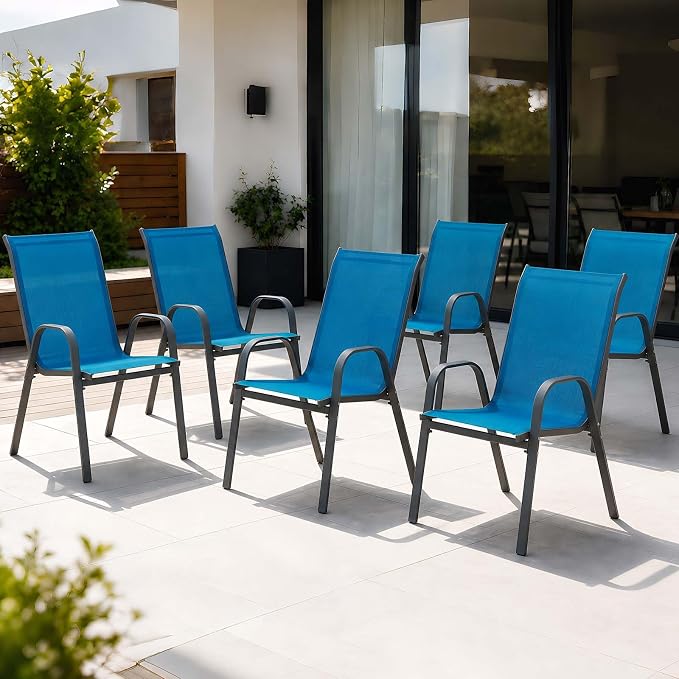 Majnesvon Outdoor Patio Chairs Set of 6, Stackable Patio Chairs, Front Porch by Majnesvon
