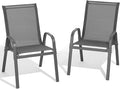 Patio Chairs Set of 2, All Weather Outdoor Dining Chairs | Stackable Dining by Dovov