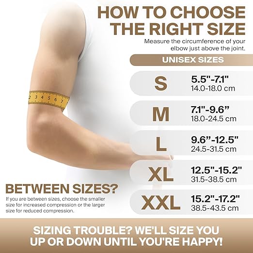 DR. BRACE® Elite Elbow Brace Support, Breathable Elbow Compression Sleeve with Gel Pad for Golfer's, Tennis Elbow & Tendonitis Treatment & Pain Relief 2024 (Nude (Beige), XX-Large)