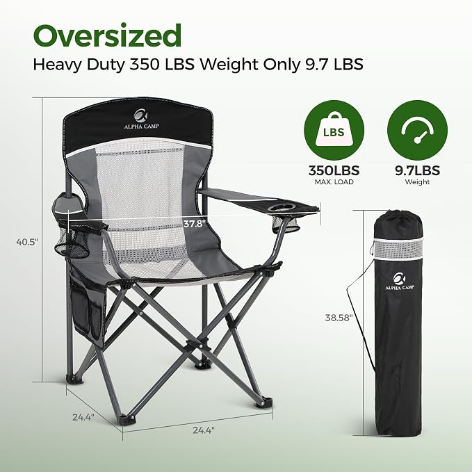 ALPHA CAMP Oversized Fully Padded Camping Chairs - Image 2