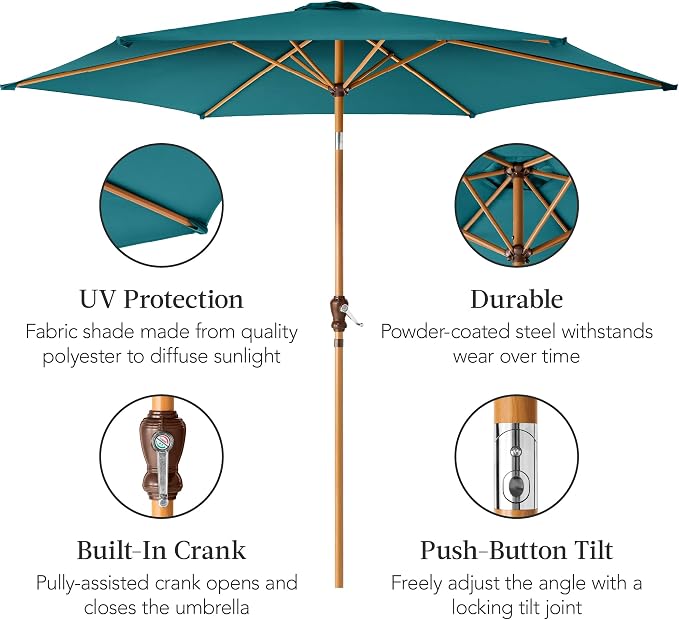 Best Choice Products 10ft Market Umbrella, Outdoor Sun Shade - Image 6