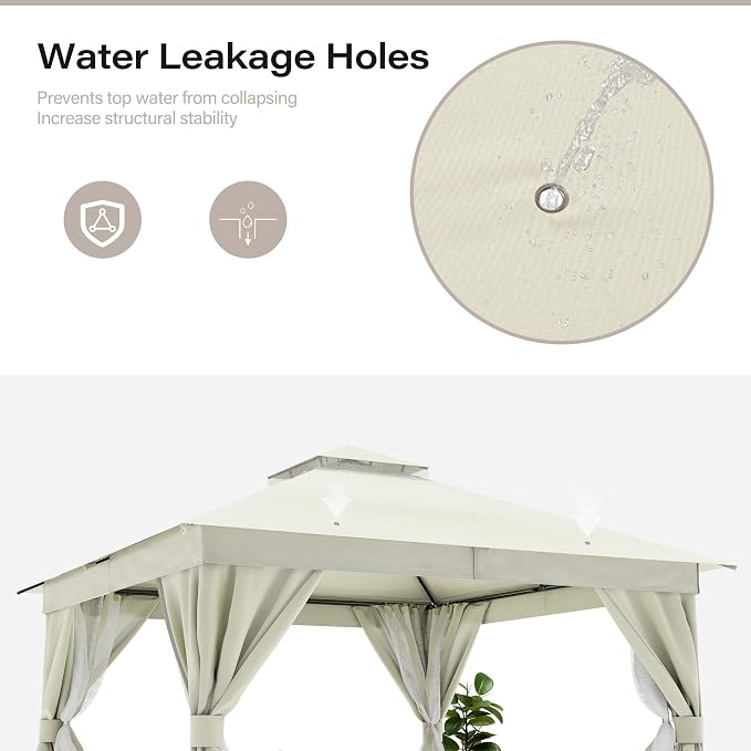 8'x8' Outdoor Gazebo, Metal Frame Heavy Duty Patio Canopy Tent Shelter - Image 4