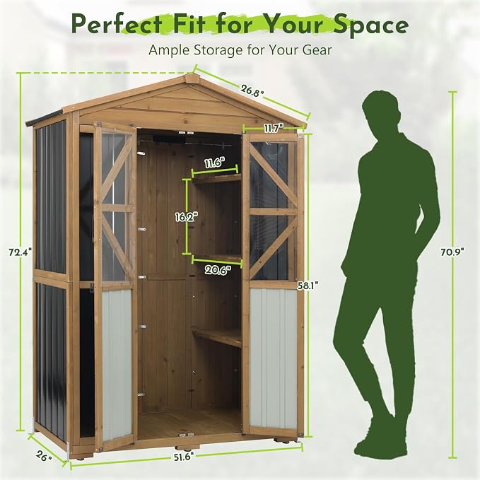 Outdoor Wooden Storage Shed Cabinet - Image 5