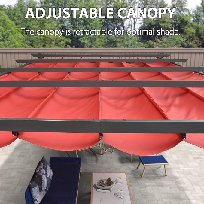 PURPLE LEAF Outdoor Pergola 12' X 16' Retractable Canopy Aluminum, Terra | - Image 5