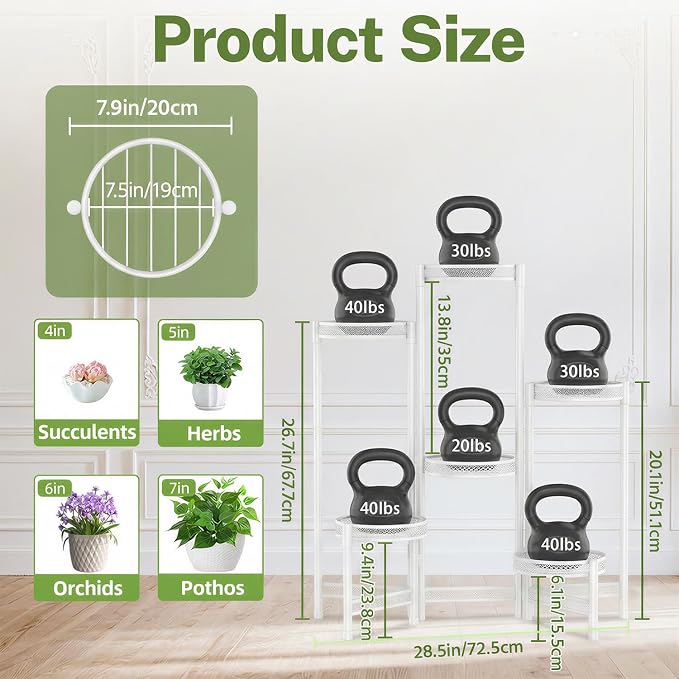 iDavosic.ly Plant Stand Indoor Outdoor, 6 Tier Iron Corner Shelf, Folding Multi - Image 4