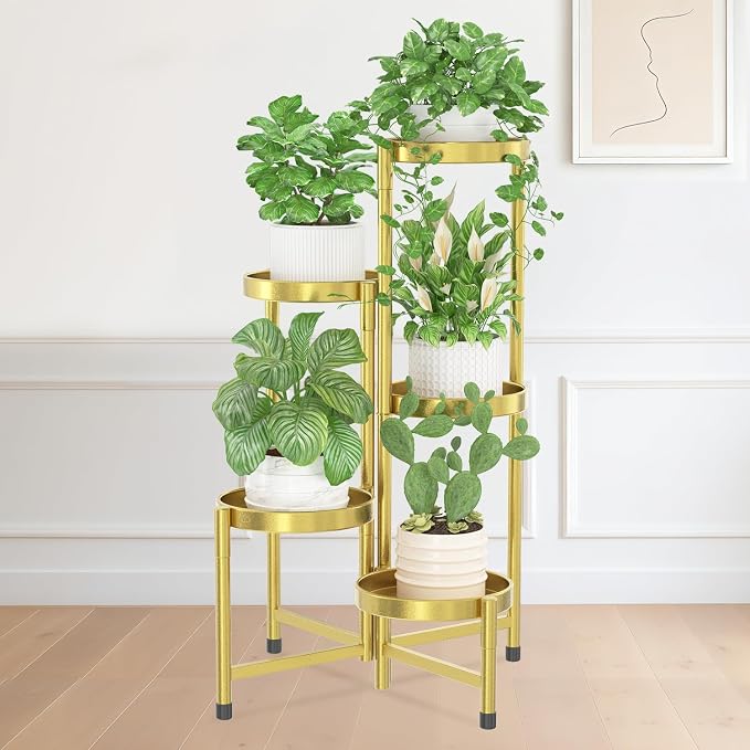 iDavosic.ly Plant Stand Indoor Outdoor, 5 Tier Metal Corner Shelf, Folding by iDavosicly