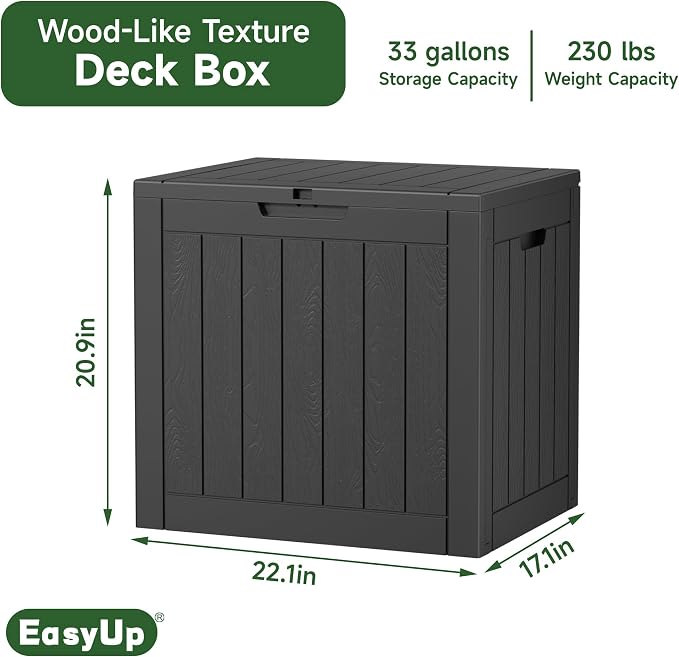 33 Gal Waterproof Outdoor Storage Box UV Resistant Deck Box | Resin storage bin - Image 2