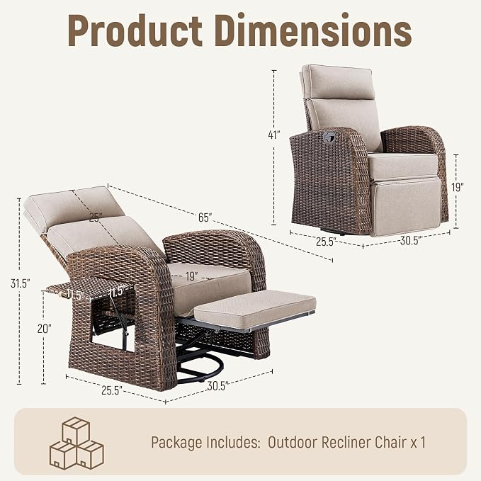 Luxury Patio Swivel Recliner Chair - Image 2
