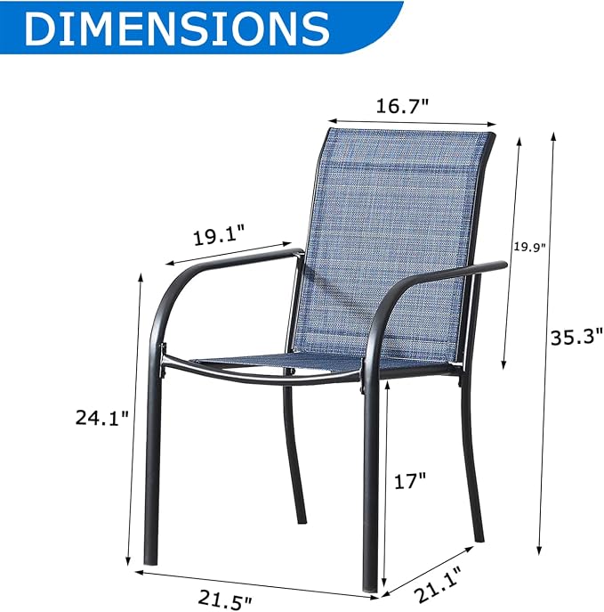 Outdoor Dining Chairs Set of 6, Stackable Patio Chairs - Image 3