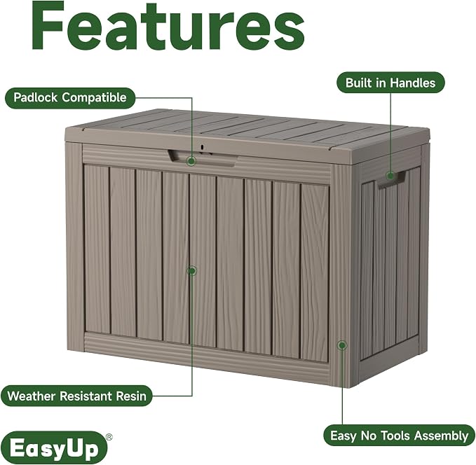 60 Gal Outdoor Storage Box Waterproof Lockable Resin Deck Box | UV-resistant - Image 2