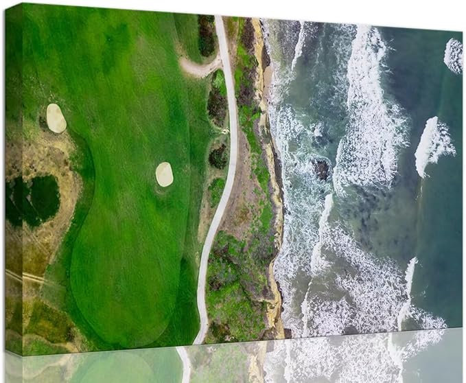 Half Moon Bay Golf Links in San Francisco California Wall Art for Office Living Room Bedroom Bathroom Wall Decor Golf Picture Poster Framed Artwork Canvas Prints Ready to Hang(12''H x 16''W)