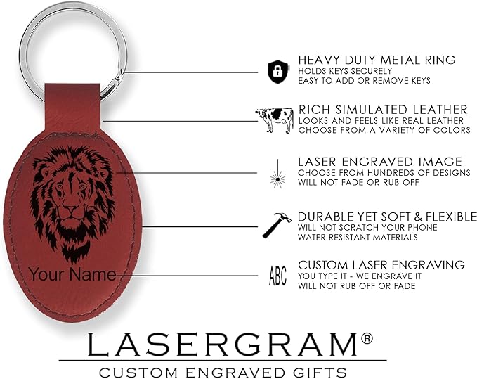LaserGram Oval Keychain, Golf Ball, Personalized Engraving Included (Burgundy)