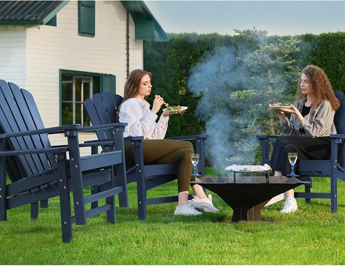 Oversized Stackable Adirondack Chair Set of 4, HDPE Fire Pit Chair | All-Weather - Image 2