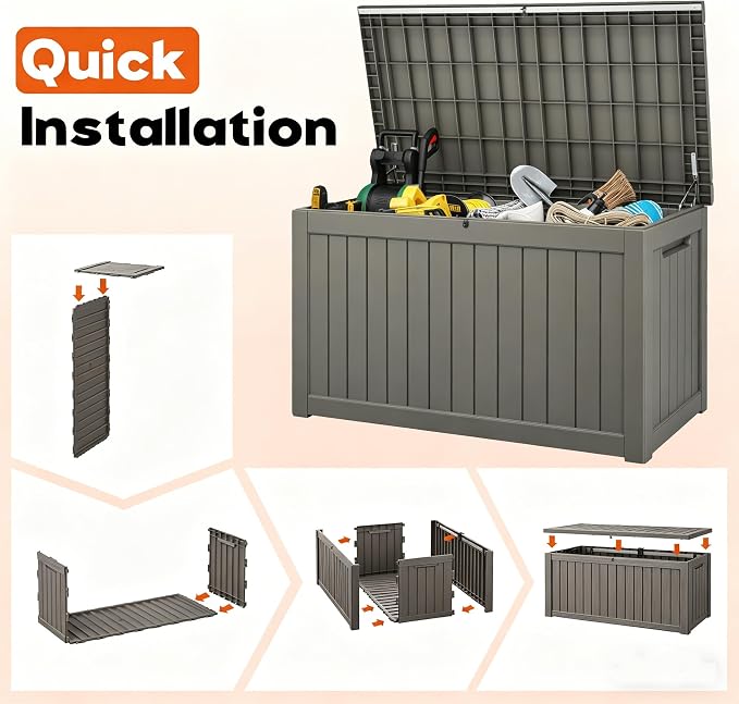 Outdoor Deck Storage Box, Resin Deck Boxes Indoor and outdoor, Waterproof - Image 6