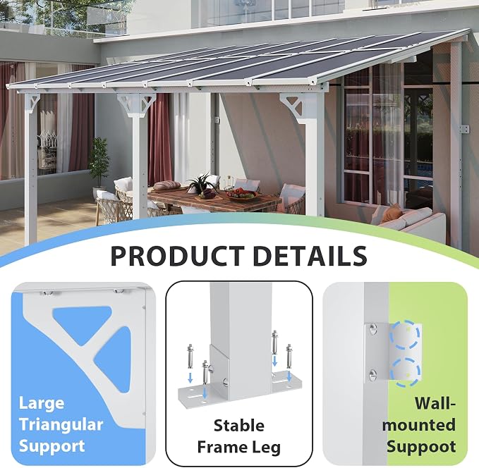 Aoxun 14’x10’ Gazebo with Aluminum Frame & Polycarbonate Panel, Outdoor Patio - Image 4