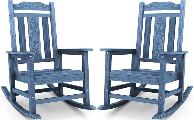 SERWALL Oversized Outdoor Rocking Chairs Set of 2, HDPE Front Porch Rocker by SERWALL