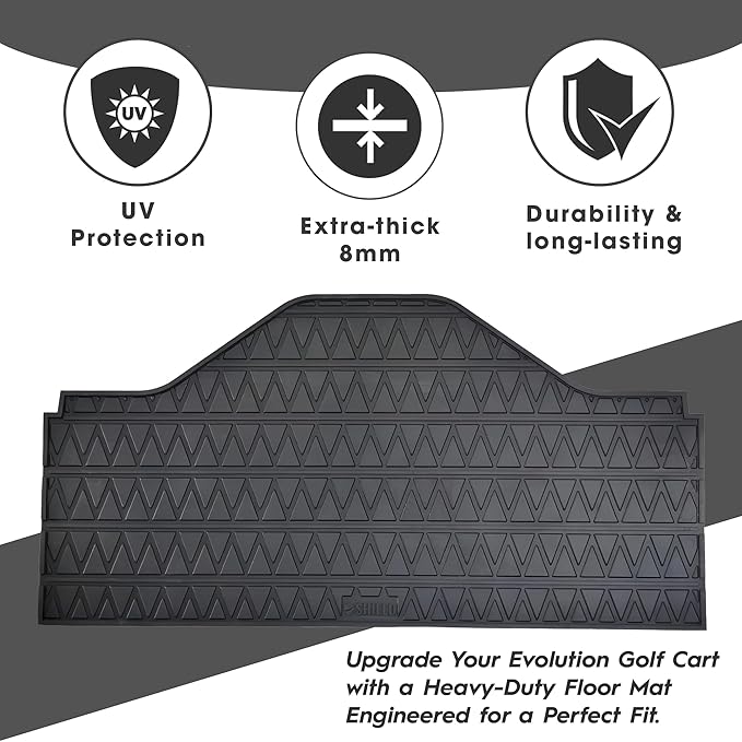 Club Clean Evolution Golf Cart Floor Mat, Fits D5 and D5 Max Models, Full Coverage 8 mm Heavy-Duty Compound Liner, Waterproof Non-Slip Floor Protector, Premium Custom Fit Design (D5 Front Row Only)