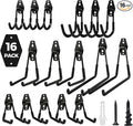 Garage Hooks Heavy Duty - 16 Pack Garage Storage Hooks Anti-Slip Coating Wall Mount Hook for Hanging Ladders Bikes Garden Tools Hose