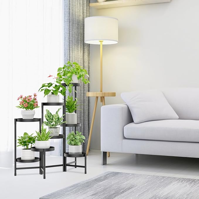 iDavosic.ly Plant Stand Indoor Outdoor, 8 Tier Metal Corner Shelf, Folding - Image 7
