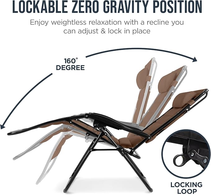 Best Choice Products Oversized Padded Zero Gravity Chair w/Canopy Headrest Cup - Image 7