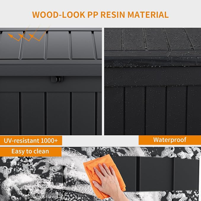 ROJIK 51 Gallon Resin Deck Box, Lockable Waterproof Weatherproof Outdoor - Image 4