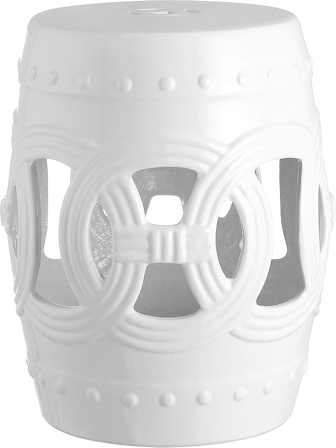 JONATHAN Y Lucky Coins 16" Ceramic Garden Stool Side Table, Drum Shape by JONATHANY