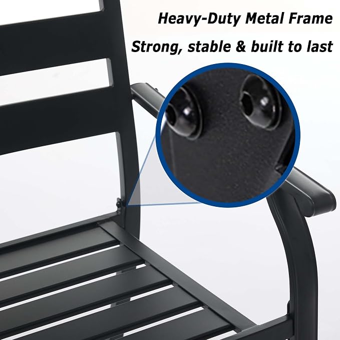 Patio Dining Chairs Set of 6, Metal Patio Furniture Set - Image 5