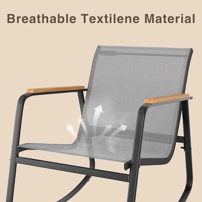3 Pieces Patio Furniture Set, Outdoor Textilene Furniture Set, A Tempered Glass - Image 3