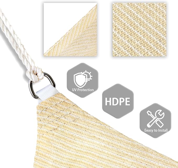 Patio Paradise 7' x 7' x 6'10" Sun Shade Sail Triangle Canopy, Permeable Shade - Image 3