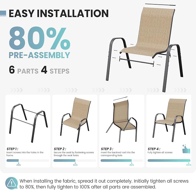 Patio Dining Chairs Set of 4, Outdoor Stackable Dining Chairs High Back - Image 8