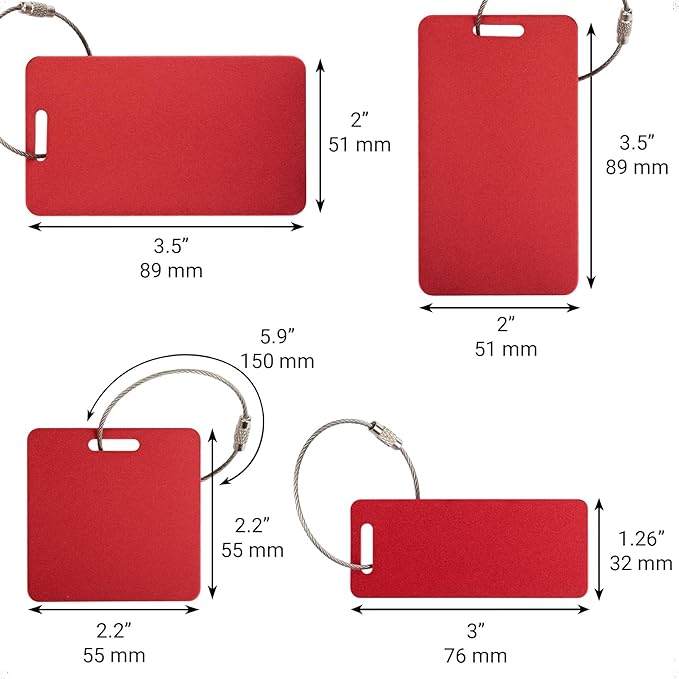 Personalized Luggage Tags for Suitcases Custom Metal Name Tags for Backpacks Bags Travel - Horizontal (Orange)