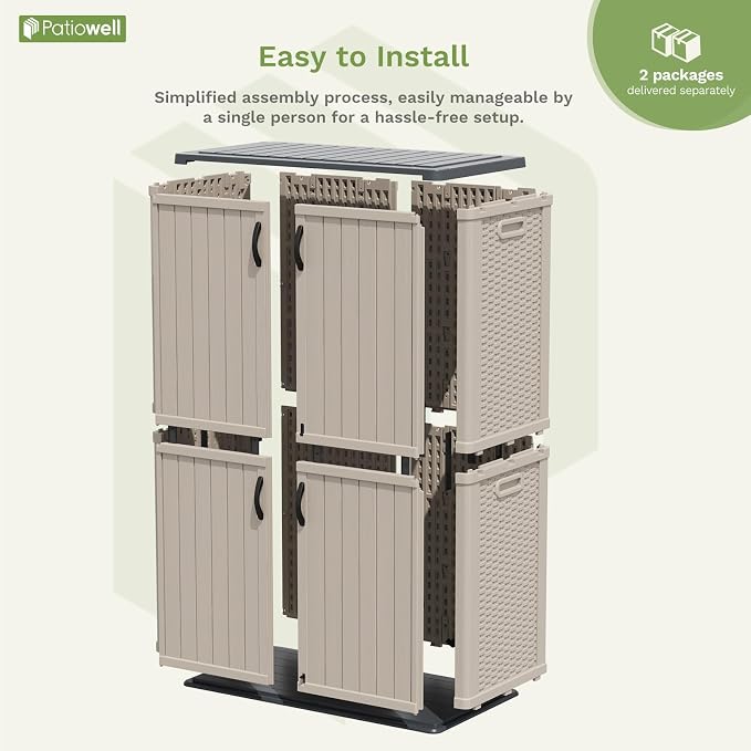 Patiowell 50 cu.ft Plastic Vertical Outdoor Storage Shed, Waterproof Resin - Image 4