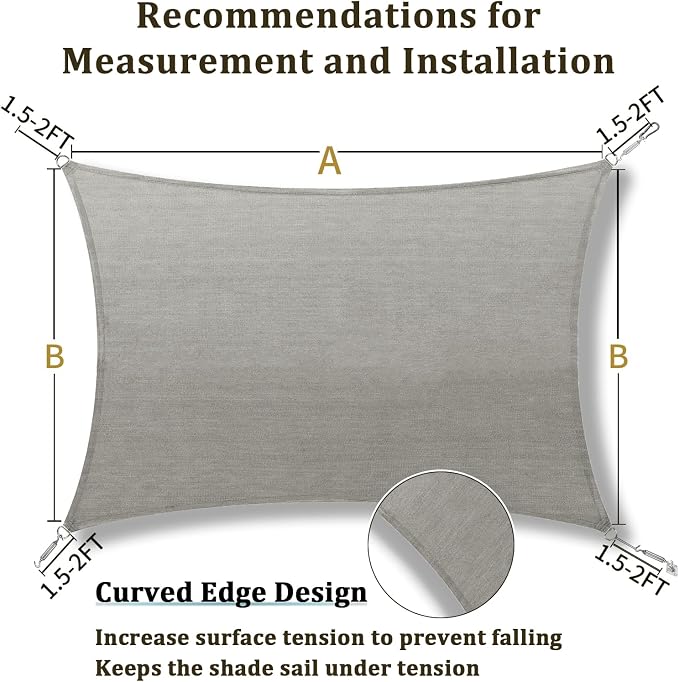 Shade&Beyond 7'x10' Sun Shade Sail Canopy Rectangle, UV Block Breathable Curved - Image 5