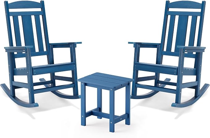 LUE BONA Outdoor Rocking Chairs Set, HDPS Poly Porch Rockers by LUEBONA