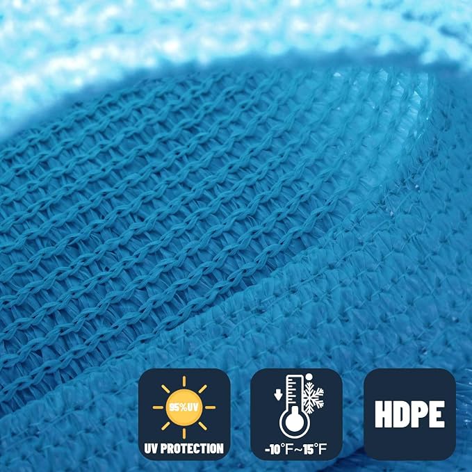 SUNNY GUARD Custom Size 14'x24'x27.8' Triangle Turquoise Blue UV Block Sunshade - Image 4
