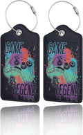 2 Pack Luggage Tags for Suitcase, Privacy Cover ID Label with Stainless Steel and Address Card for Travel Bag Backpack Cruise Ship Essentials Tag Men Boys - Game Legend