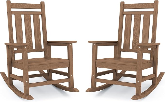 Oversized Outdoor Rocking Chair Set of 2, HDPE Patio Rockers by KINGYES