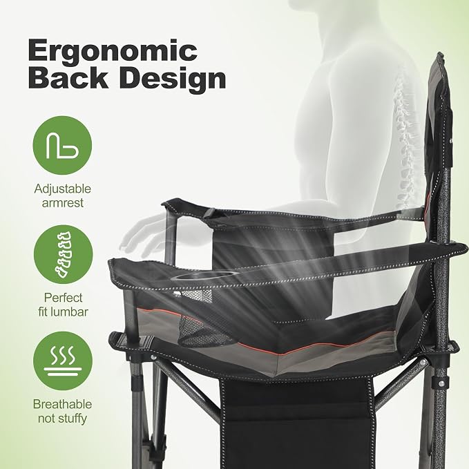 LET'S CAMP Folding Camping Chair Oversized Heavy Duty Padded Outdoor Chair | - Image 8