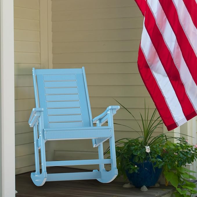 GREENVINES Oversized Outdoor Rocking Chairs Set of 2, HDPE Rocker, Arctic | - Image 9