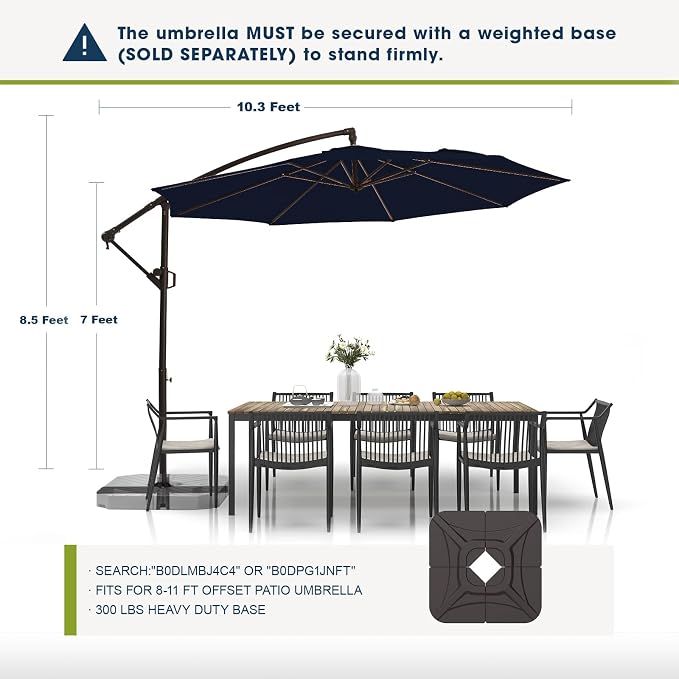 wikiwiki 10ft Patio Umbrellas Offset Outdoor Umbrella Cantilever Hanging - Image 2
